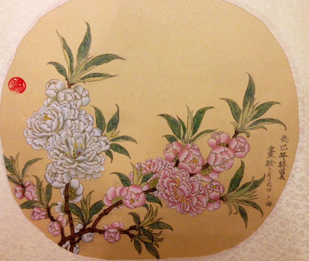 Chinese bloemen schilderij op zijde